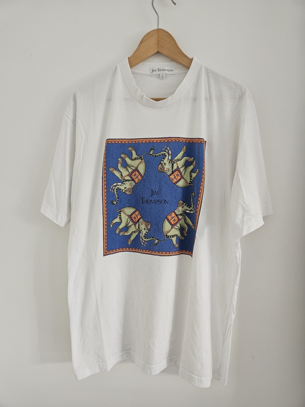 Vintage Jim Thompson Shirt Thailand Elephant Scarf Print Graphic Mens Large